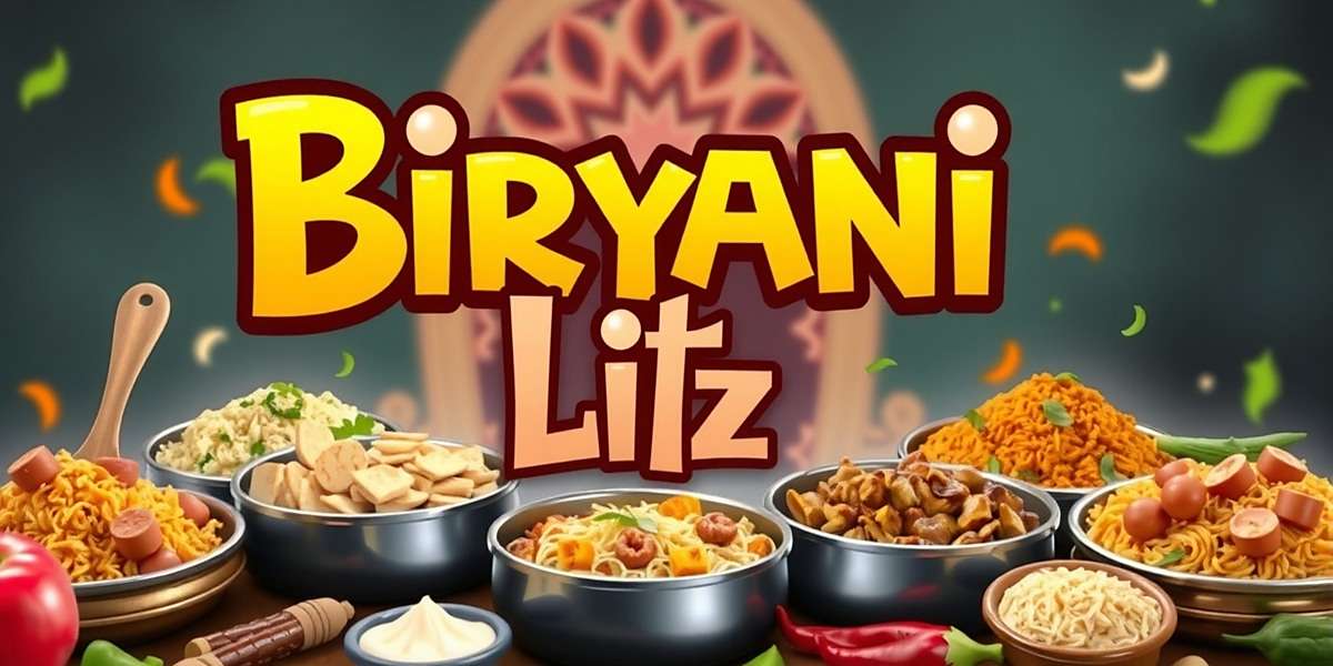 Biryani Blitz Official Cover Biryani Blitz game cover showing various biryani dishes from different Indian regions with vibrant spices